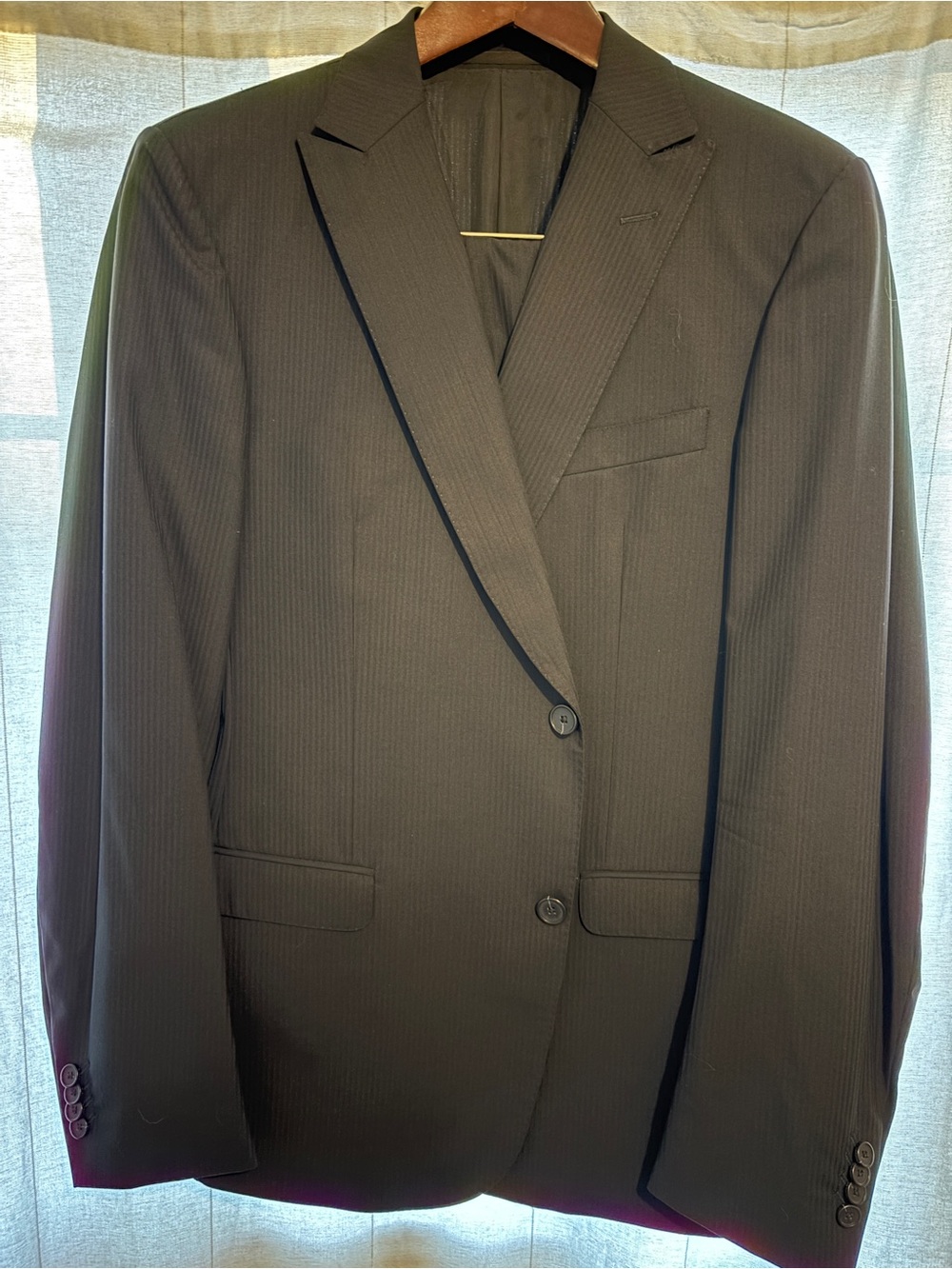 Men's Zegna Black Pinstripe Two-Button Suit